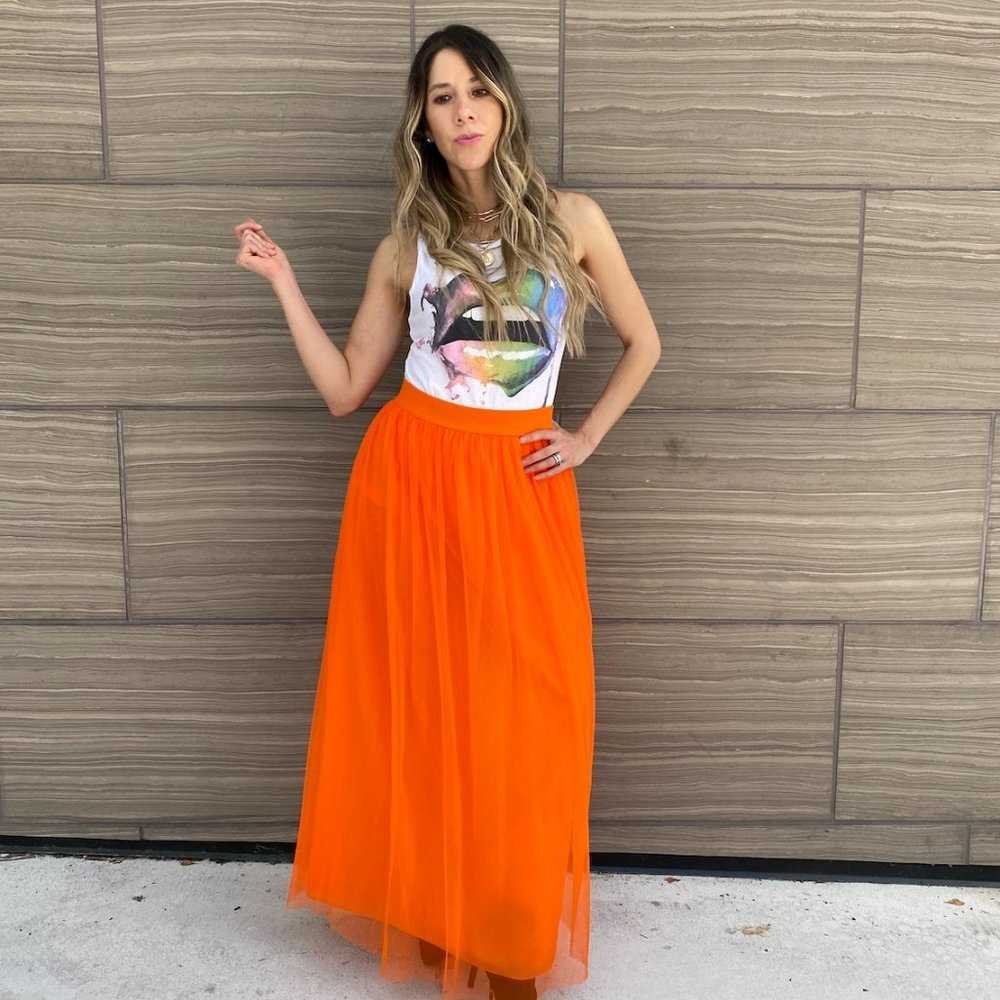 NWT Last pieces!!!!!! Long Orange Clémentine Tulle skirt
